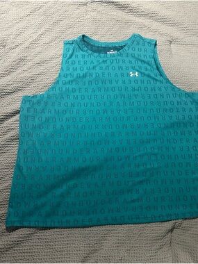 Under Armour Teal All-Over Logo Crop Tank